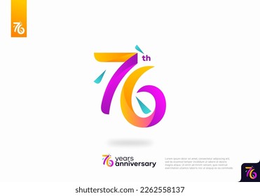 Number 76 logo icon design, 76th birthday logo number, 76th anniversary.