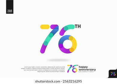 Number 76 logo icon design, 76th birthday logo number, anniversary 76