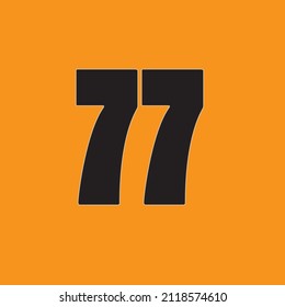 Number 77 icon vector illustration on Yellow background
