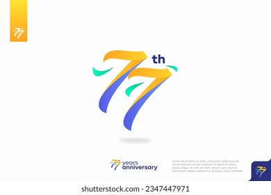 Number 77 logo icon design, 77th birthday logo number, anniversary 77