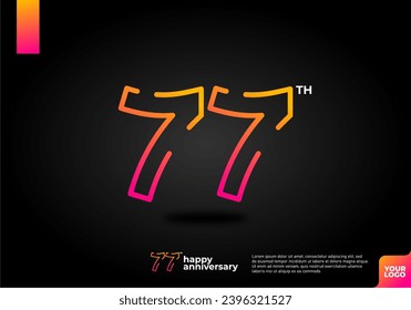 Number 77 logo icon design, 77th birthday logo number, anniversary 77