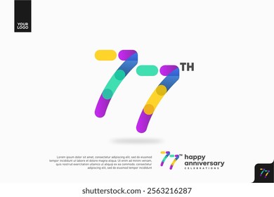 Number 77 logo icon design, 77th birthday logo number, anniversary 77