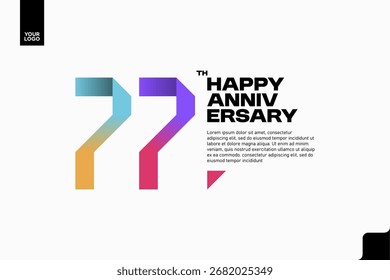 Número 77 logotipo ícone design, 77º aniversário logotipo número, aniversário 77