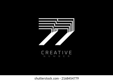 Number 77 Logo, modern and creative number 77 multi line style, usable for brand, anniversary and business logos, flat design logo template, vector illustration