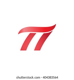 number 77 swoosh design template logo red