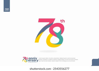 Number 78 logo icon design, 78th birthday logo number, anniversary 78