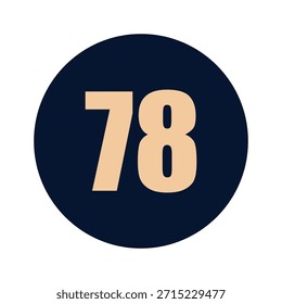 a number 78 on a blue background icon vector design