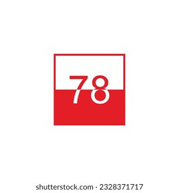 Number 78 square, line geometric symbol simple logo vector