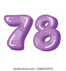 Number 78 vector illustration isolated on white background, number 78 clip art, number seventy eight clip art, 78 years anniversary celebration
