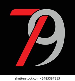 Vector de diseño de logotipo número 79 sobre fondo negro