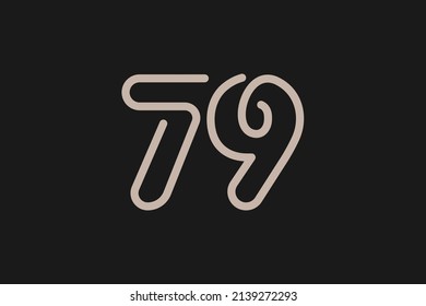 Number 79 Logo, Monogram Number 79 line style, usable for anniversary and business logos, flat design logo template, vector illustration