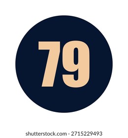 Un número 79 en un diseño de Vector de icono de fondo azul
