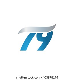 number 79 swoosh design template logo blue gray