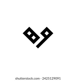 number 8 9 heart, square geometric symbol simple logo vector