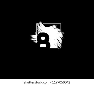 Number 8 Abstract Artistic Splash Grunge Stroke Logo