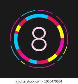 Number 8, abstract bright vector design element