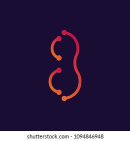 Number 8 , abstract colorful digits, ink mathematic symbol, stylized numeral, dynamic paint trail font. Vector illustration.