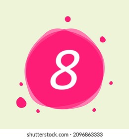number 8 in abstract fluid pink background vector design.