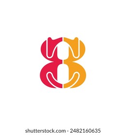 number 8 B colorful abstract symbol icon vector 