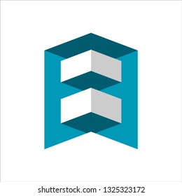 number 8 or B logo design template. 3d geometric design style. isolated and editable vector

