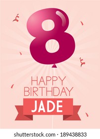 number 8 balloon birthday card template vector/illustration