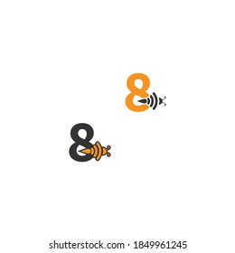 Number 8 bee icon  creative design logo illustration
