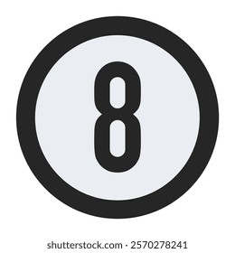 Number 8 in black with a bold circular black outline, set against a light gray background. A clean and striking design ideal for minimalist and professional uses.