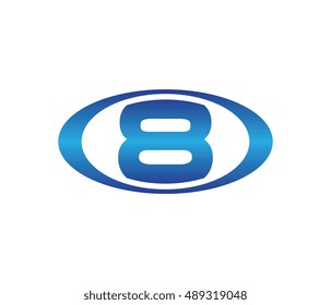 Number 8 blue oval logo template shiny
