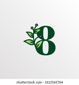 Number 8 Botanical Logo Design