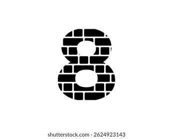 number 8 brick wall symbol icon design vector isolated transparent background