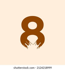 Number 8 Brush Style logo or symbol template design