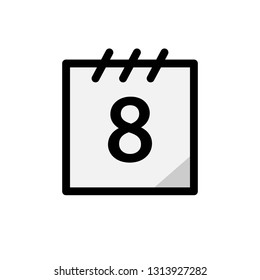 Number 8 in the calendar, vector icon
