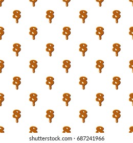Number 8 from caramel pattern seamless repeat in cartoon style vector illustration