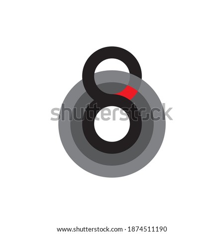 Number 8 with circle logo design vector