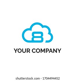 número 8 logotipo moderno en nube