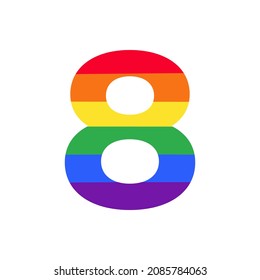 Number 8 Colored in Rainbow Color Logo Design Inspiration for LGBT Concept