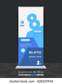 Number 8 Concept Business Roll-Up Banner Design, Vertical Advertising Vector Template