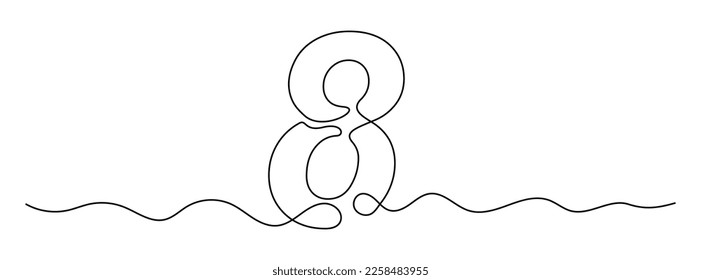 Number 8 in continuous line drawing style. Line art of number eight. Vector illustration. Abstract drawing number 8