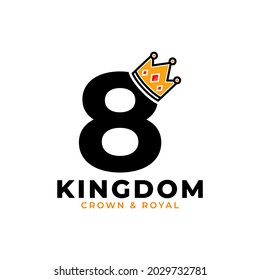 Number 8 with Crown Logo Branding Identity Logo Design Template