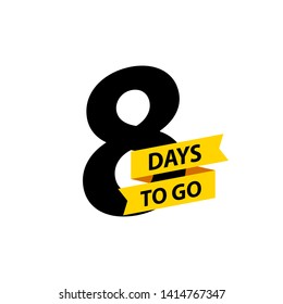 Number 8 of days to go. Collection badges sale, landing page, banner.Vector illustration.