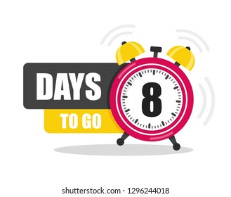 Number of 8 days to go flat icon. Vector stock flat illustration