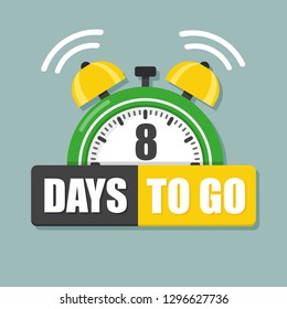 Number of 8 days to go flat icon. Vector stock flat illustration