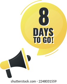 Number 8 of days left to go. Badge with, sale, landing page, banner.