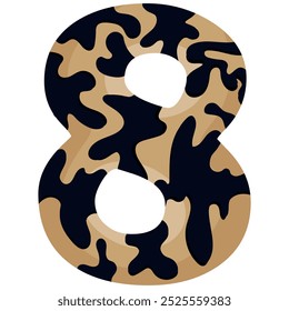 number 8 design for new year with animal design namely with spots of common yellow boa, vector