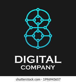 Number  8 digital logo template illustration