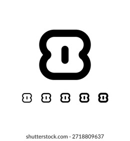 Número 8, número digital ocho, incluido un conjunto de cinco números ciberredondeados diferentes, Ilustración vectorial 10EPS