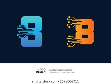 Number 8 digital technology logo design collection.