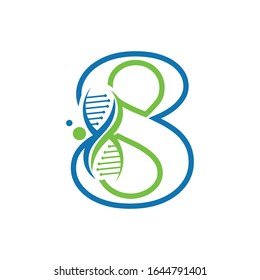 Number 8 with DNA logo Simple creative template icon