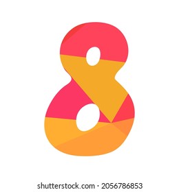 number 8, drawing on a white background, vector illustration