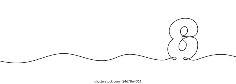 Number 8 is drawn by continuous line drawing. Editable line. Vector illustration